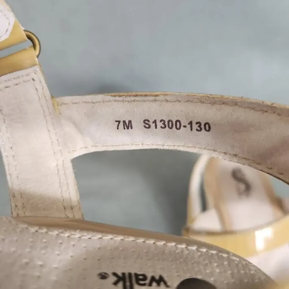 SOFTWALK Women's Patent Leather Espadrille Wedges Size 7M Comfort‎ Shoes Tan